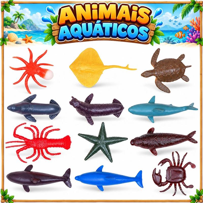 Balde 48 Animais Bichos da Fazenda Aquáticos Dinossauros e do